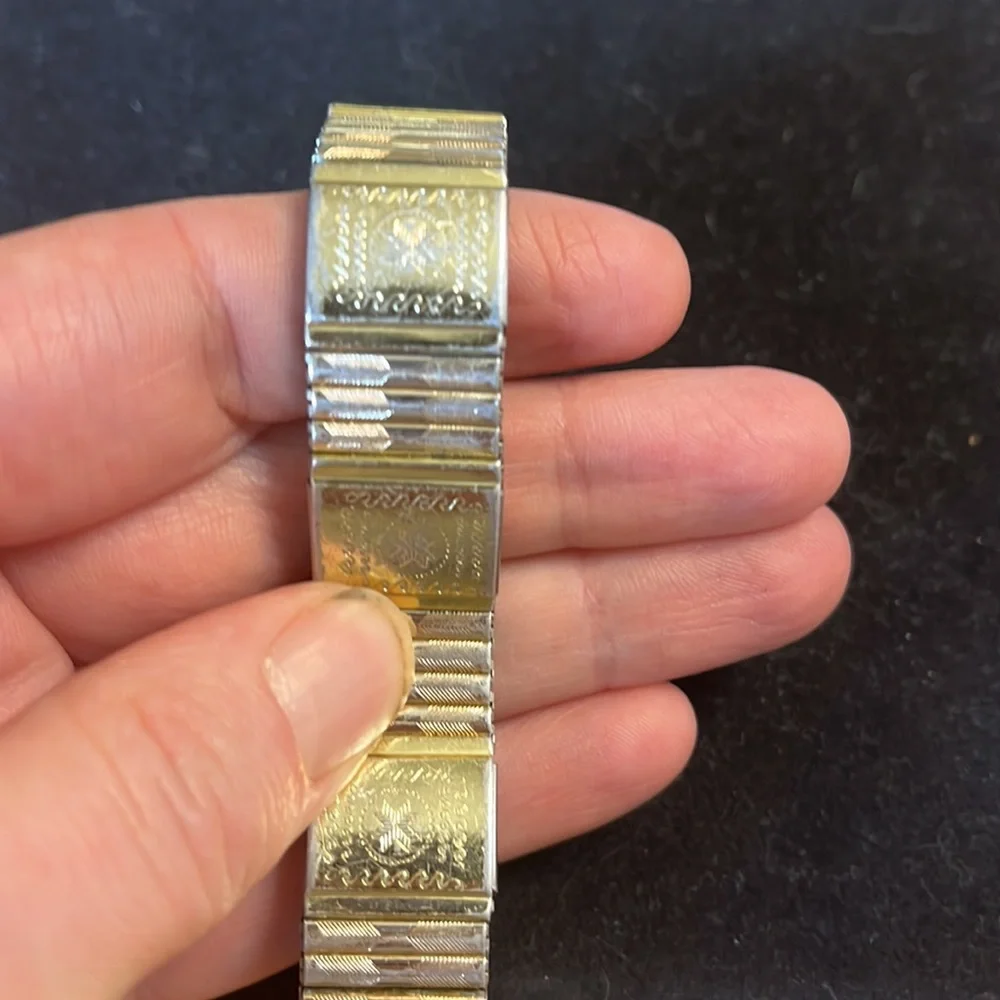 Vintage ATOMIC Modernist Stretch Bracelet Gold Tone